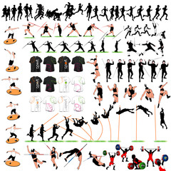 88 Sport Silhouettes and T-shirts Set