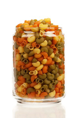 Pasta in glass pot