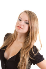 Naklejka premium Beautiful blonde girl in black