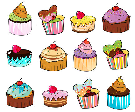 fancy cup cake hand drawn