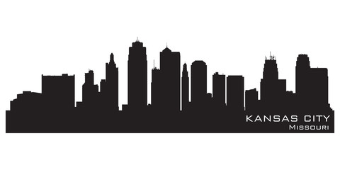 Kansas City, Missouri skyline. Detailed vector silhouette - obrazy, fototapety, plakaty