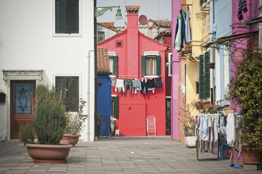 Colored houses in Burano, Italy