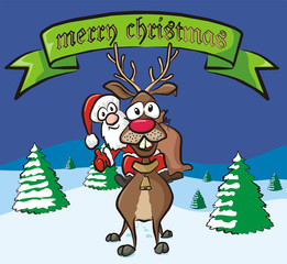 merry christmas - santa and reindeer