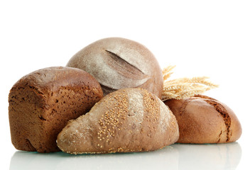 tasty rye breads with ears, isolated on white
