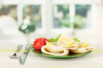 boiled squids with vegetables