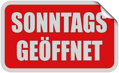 Sticker rot eckig oc SONNTAGS GEÖFFNET