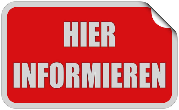Sticker rot eckig curl oben HIER INFORMIEREN