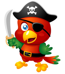 Illustration of Cartoon Pirate Parrot