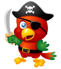 Photo sur Aluminium Pirates Illustration du perroquet pirate de dessin animé