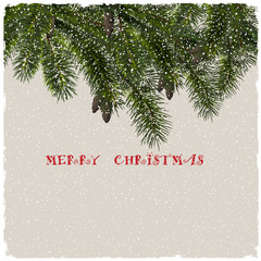 Christmas greeting card with fir branches