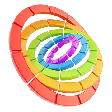 Segmented circle composition as abstract background