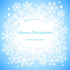 White snowflakes bright christmas card, vector