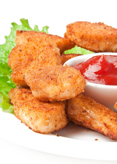 Fresh fragrant fried chicken nuggets 