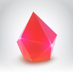 Red crystal (Vector illustration of a realistic gemstone)