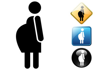 Pregnant woman pictogram and icons - obrazy, fototapety, plakaty