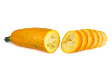 Yellow zucchini sliced ​​thin slices
