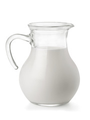 Glass jug of fresh milk