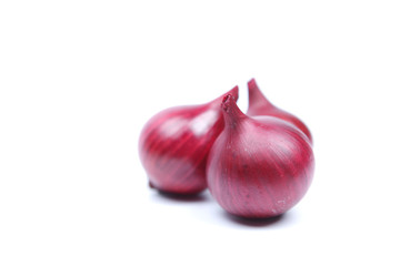 Red onion tuber isolated on white background
