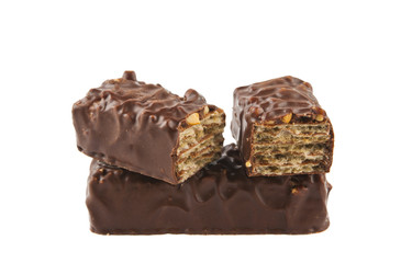 chocolate waffles isolated
