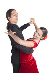 Young couple dancing waltz