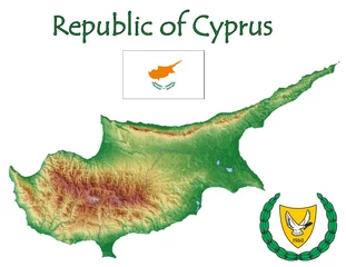 Foto op Canvas Cyprus national emblem map symbol motto © juan35mm