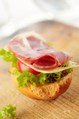 fresh open sandwich with bacon