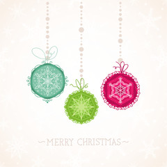 Christmas ornaments, pink, blue, green 2