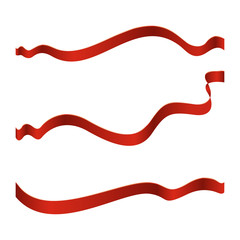 Set of red ribbons isolated on white background - obrazy, fototapety, plakaty