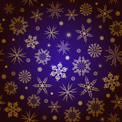 Gold snowflakes on a blue background.