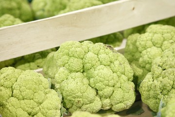 Green cauliflower in a supermarket