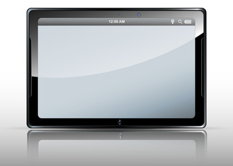 realistic tablet with a white screen , black frame