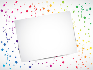 blank greeting card, multicolor confetti concept