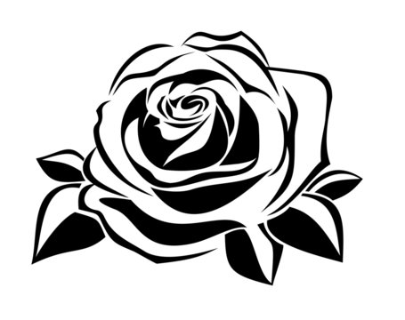 Black silhouette of rose. Vector illustration.