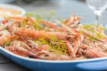 Fresh cooked crayfish ready to eat.