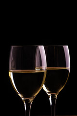 White wine on black background