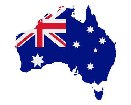 Karte und Fahne von Australien