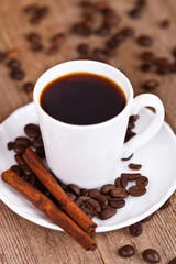cup of coffee and cinnamon
