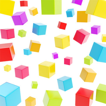 Cube composition over white background as abstract backdrop