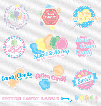 Vector Set: Vintage Cotton Candy Labels and Icons