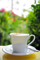 White cup of  Cappuccino latte coffee