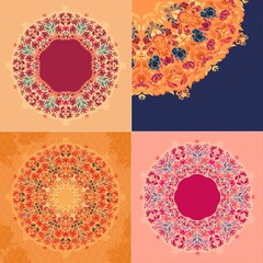 Raster  round floral pattern. kaleidoscopic pattern, mandala.