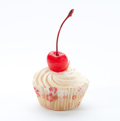 Enjoy your tea time with delicious cherry cupcake