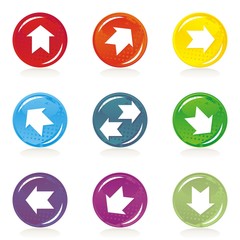 białe strzałki zestaw na kolorowych guzikach © demonique