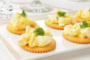 Egg salad on crackers