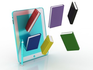 the library in the e-book in 3-d visualization