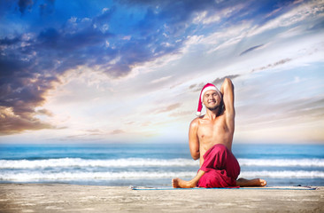 Christmas yoga on the beach