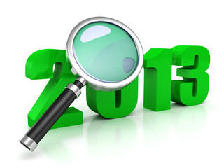 new 2013 year green symbol under magnifier