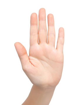 isolated female hand showing stop