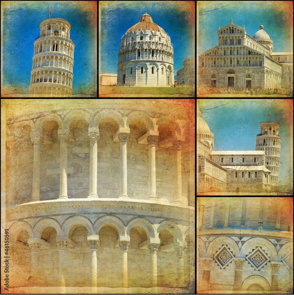 Wall mural collage - pisa, tuscany - italy