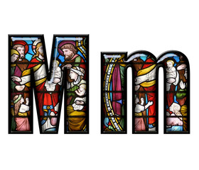 Stained Glass letter M in upper and lower case